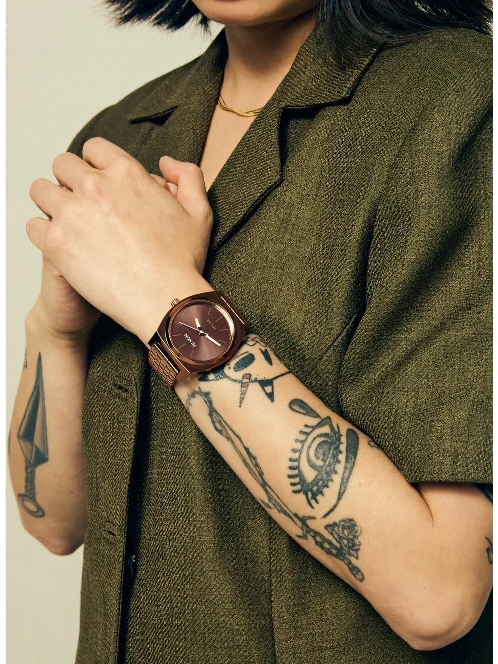 Nixon Chocolate Stainless Steel Solar Watch